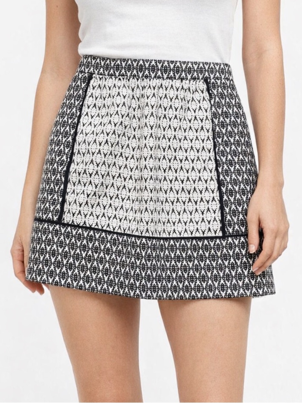 J. Crew Black and White Patterned Mini Skirt